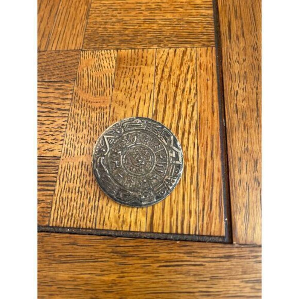 Vintage stamped 925 sterling silver Aztec Calendar pin/pendant